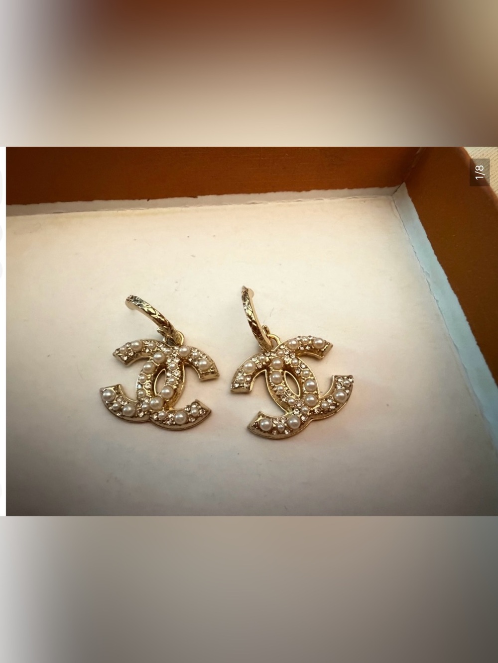 Gold Crystal Interlocking Drop hoop Earrings - Designer Style, NWT